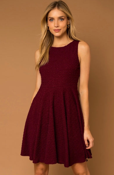 green emerald velvet dress Maroon Fit & Flare Midi Dress with Belt and Geometric Print main image 1