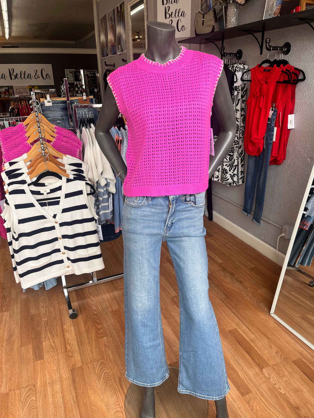 Pink Crochet Tan Detail Top - Bria Bella & Co.