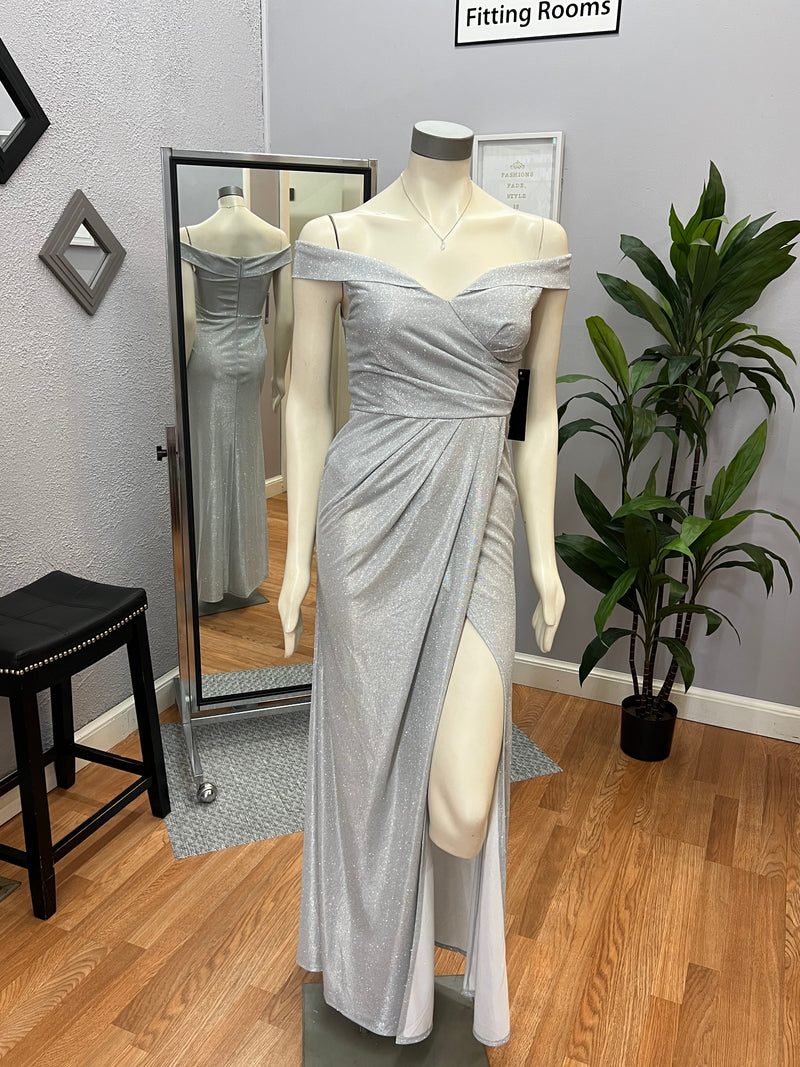 Off-Shoulder Shimmer Formal Gown